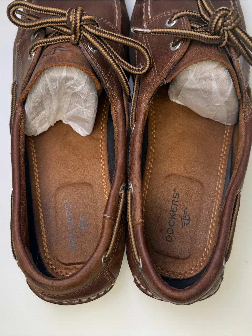 Dockers Mens Vargas Loafers Brown Leather Classic Lace Up Boat Shoes Size 11.5W